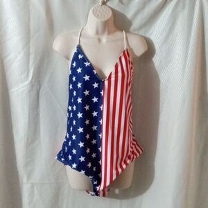 Ekouaer 1 Piece Swimwear size XXL Flag Design Red White Blue Pre-owned